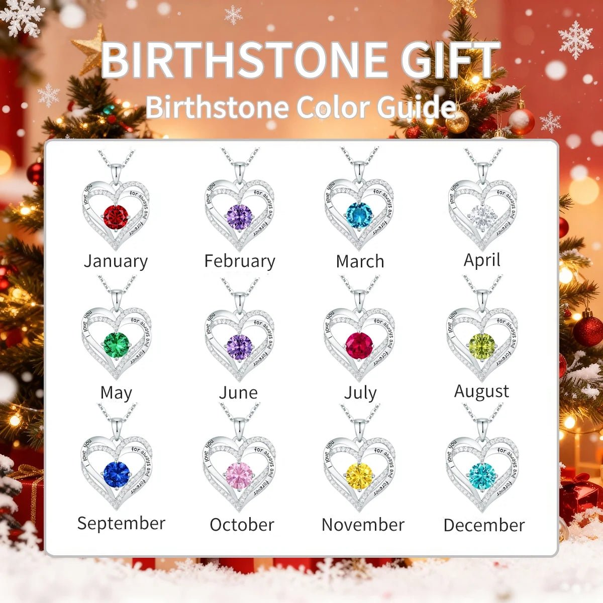 Love Pendant Necklace with Zirconia Birthstone, Women'S Jewelry Gift for Christmas, Birthday, Anniversary