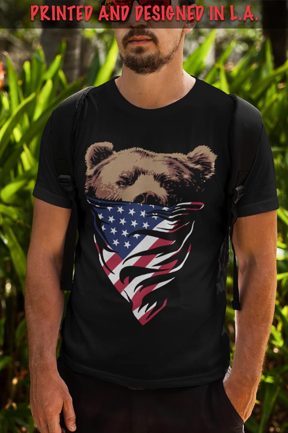 California Camouflage Bandana Bear Mens T Shirt Cali Love Tee