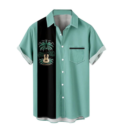 Mens T-Shirts Men'S Summer Fashion Hawaiian Style Short Sleeve Casual Shirts Mens Dress Shirts Mens T Shirts Clearance Mens T Shirt Graphic Mint Green,3Xl