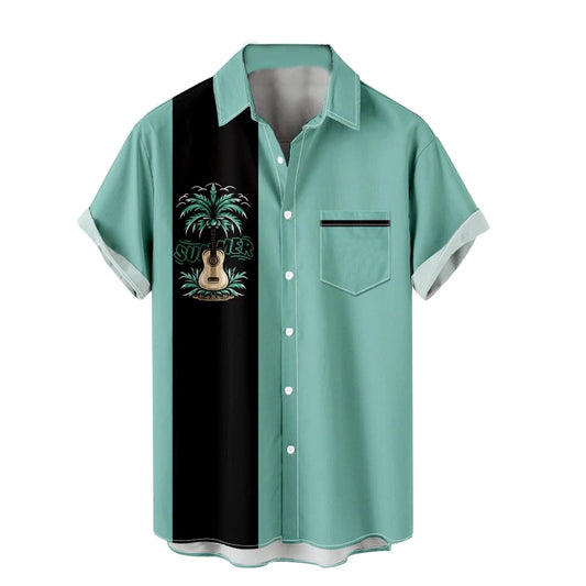 Mens T-Shirts Men'S Summer Fashion Hawaiian Style Short Sleeve Casual Shirts Mens Dress Shirts Mens T Shirts Clearance Mens T Shirt Graphic Mint Green,3Xl