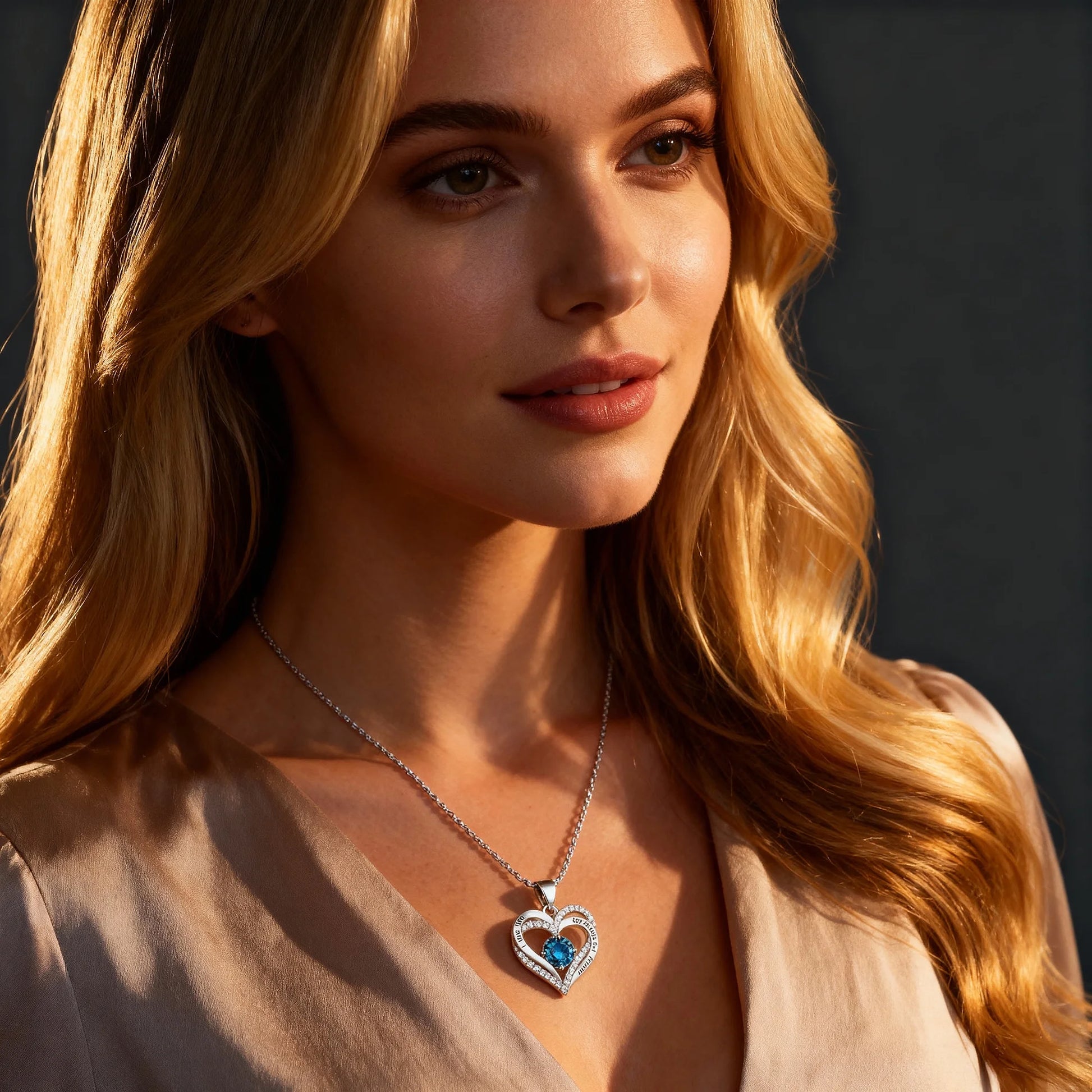 Love Pendant Necklace with Zirconia Birthstone, Women'S Jewelry Gift for Christmas, Birthday, Anniversary