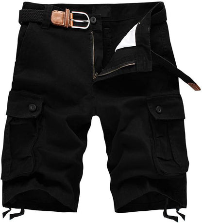Men'S Shorts Summer Men Cotton Loose Shorts Casual Cargo Shorts Outdoors Pocket Beach Short Pants Black