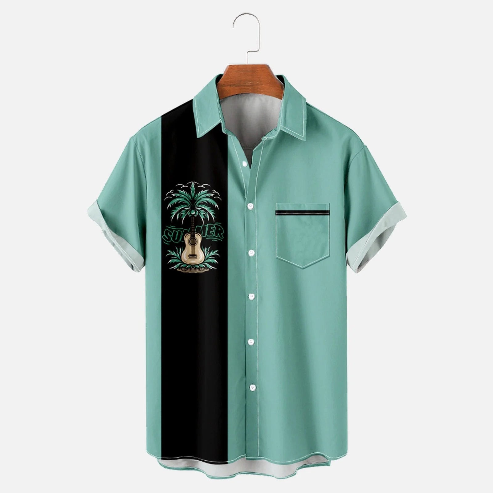 Mens T-Shirts Men'S Summer Fashion Hawaiian Style Short Sleeve Casual Shirts Mens Dress Shirts Mens T Shirts Clearance Mens T Shirt Graphic Mint Green,3Xl