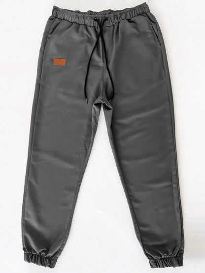 Manfinity Homme Loose-Fit Men'S Carrot Pants with Drawstring Waist