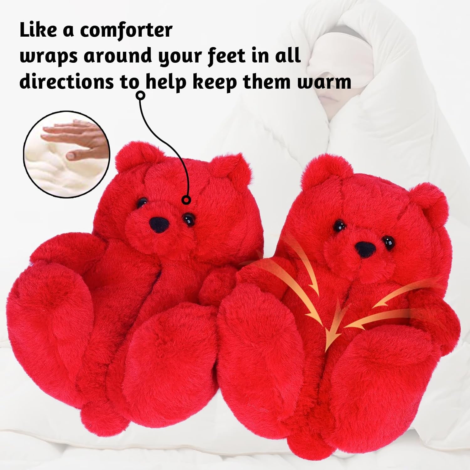 Women'S Plush Teddy Bear Slippers Home Indoor Soft Anti-Slip Cute Winter Warm Floor Shoes Slippers Cartoon