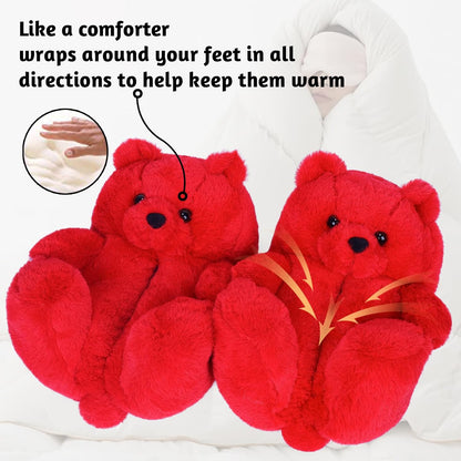 Women'S Plush Teddy Bear Slippers Home Indoor Soft Anti-Slip Cute Winter Warm Floor Shoes Slippers Cartoon