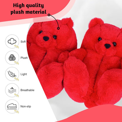 Women'S Plush Teddy Bear Slippers Home Indoor Soft Anti-Slip Cute Winter Warm Floor Shoes Slippers Cartoon