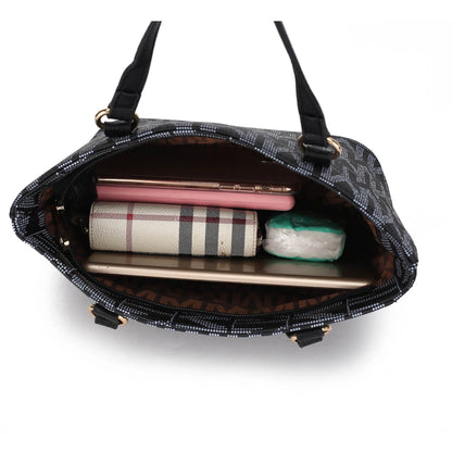 by Mia K. Marimar Women'S Tote Bag with Pouch and Wristlet, Signature 4 Piece Set - Chocolate Brown