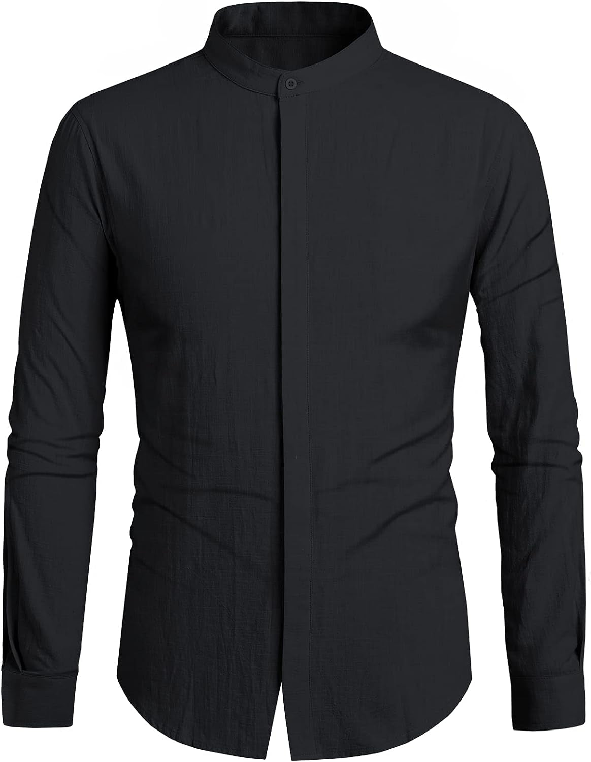 Mens Button up Shirts Linen Beach Long Sleeve Casual Cotton Summer Lightweight Tops