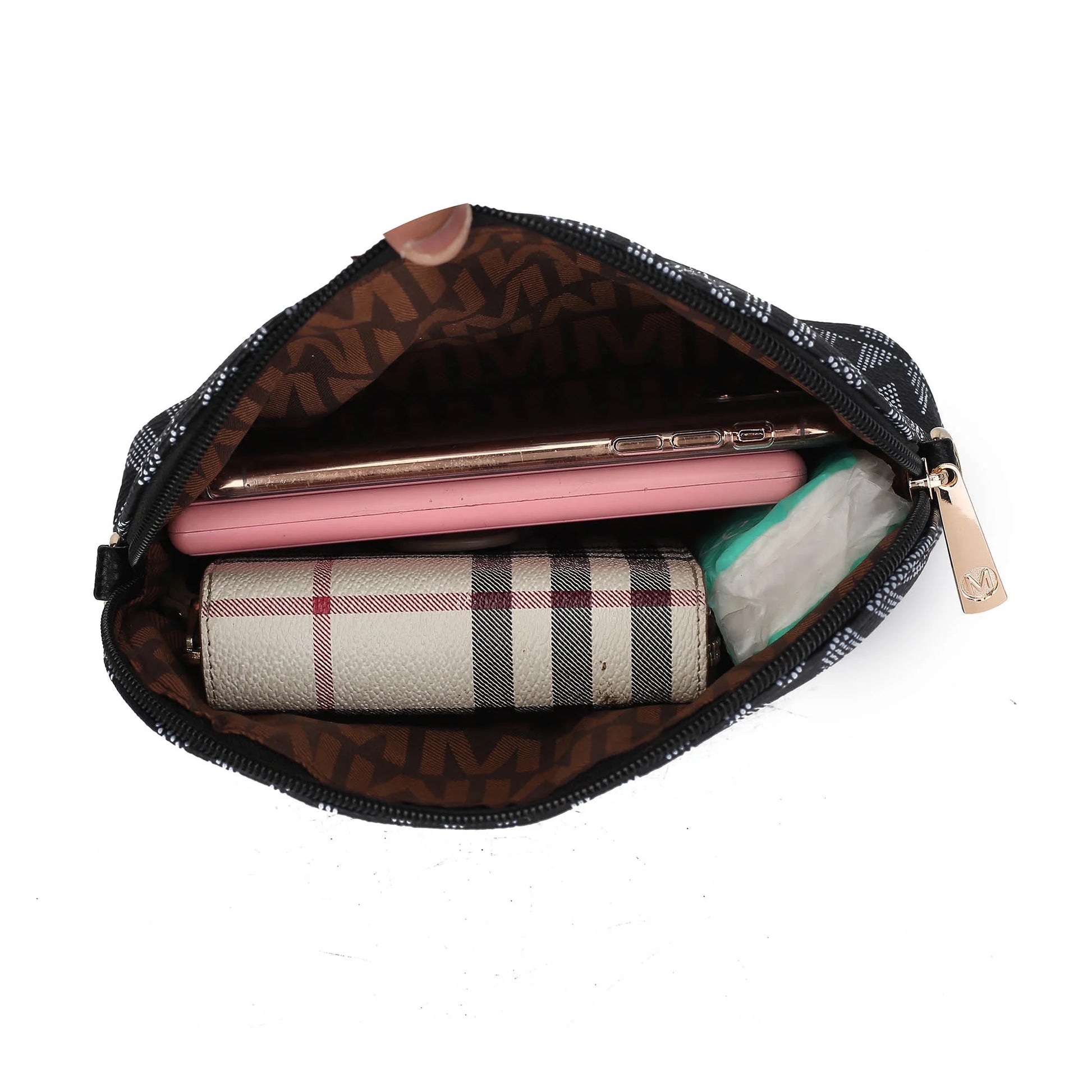 by Mia K. Marimar Women'S Tote Bag with Pouch and Wristlet, Signature 4 Piece Set - Chocolate Brown