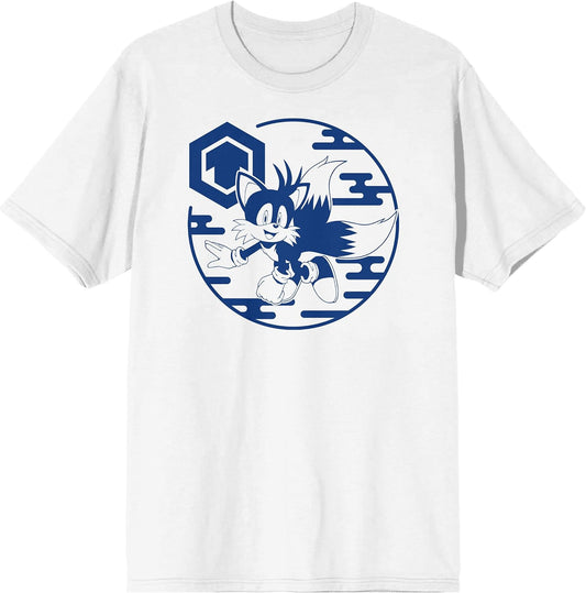 Sonic the Hedgehog Tails Character Mens White Graphic Tee