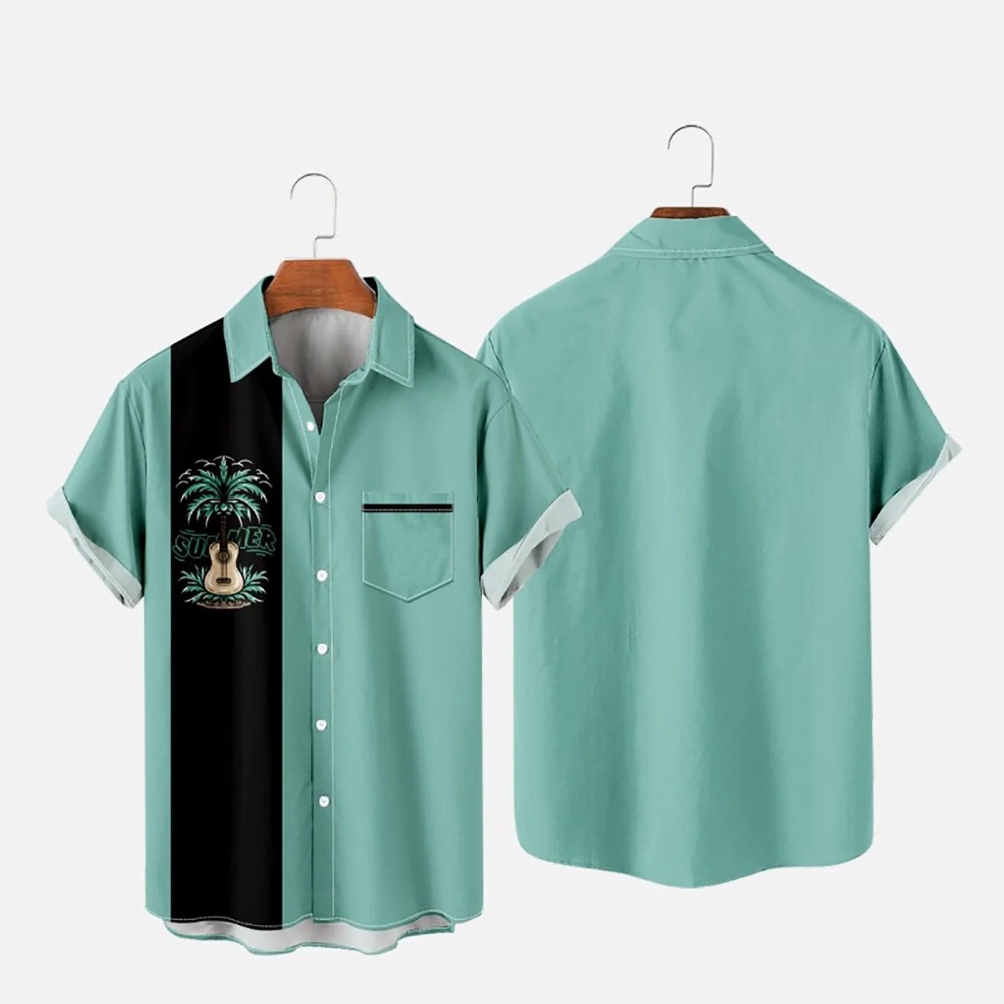 Mens T-Shirts Men'S Summer Fashion Hawaiian Style Short Sleeve Casual Shirts Mens Dress Shirts Mens T Shirts Clearance Mens T Shirt Graphic Mint Green,3Xl