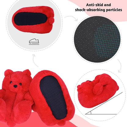 Women'S Plush Teddy Bear Slippers Home Indoor Soft Anti-Slip Cute Winter Warm Floor Shoes Slippers Cartoon