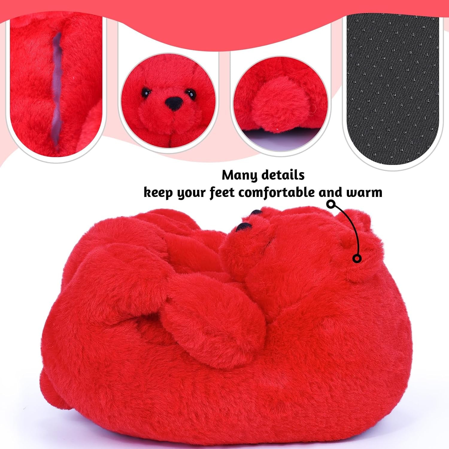 Women'S Plush Teddy Bear Slippers Home Indoor Soft Anti-Slip Cute Winter Warm Floor Shoes Slippers Cartoon