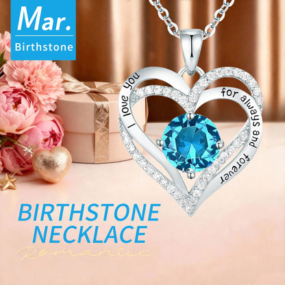 Love Pendant Necklace with Zirconia Birthstone, Women'S Jewelry Gift for Christmas, Birthday, Anniversary